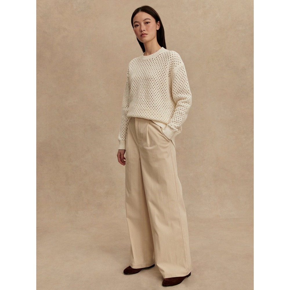 NWT Varley Grady Boucle Knit Sweater S Ivory New Mesh Pointeille Anthropologie - Picture 3 of 12